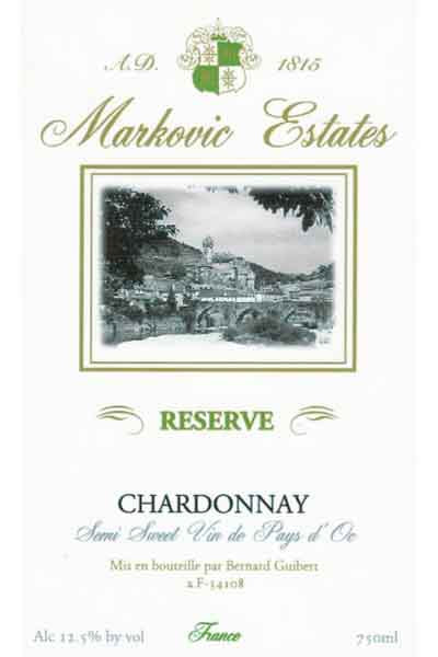 Markovic Estates Chardonnay Semi Sweet